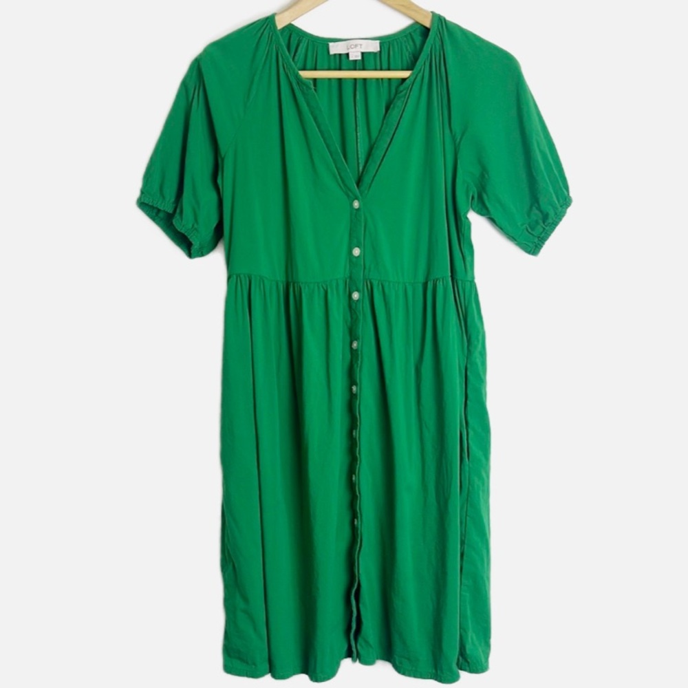 Loft button front swing dress S
